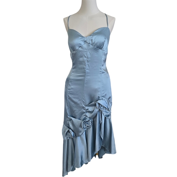 Dresses & Skirts - Elegant Blue Satin Dress
